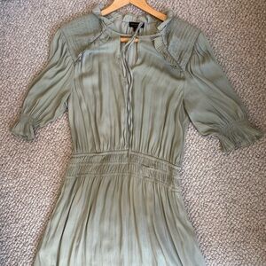 Green Midi Dress with Smocked Details